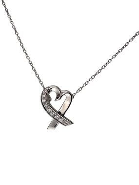 Tiffany & Co Paloma Picasso 18K White Gold Diamond Loving Hearts Necklace #24572